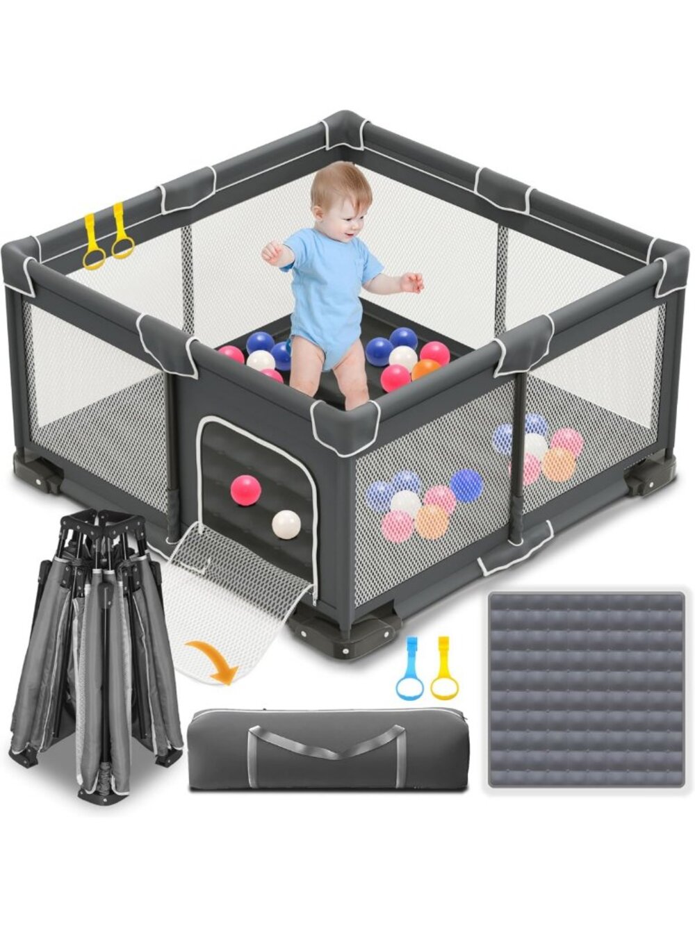 Portable Foldable Playpen for Babies & Toddlers - 50x50 Inches Indoor/Outdoor